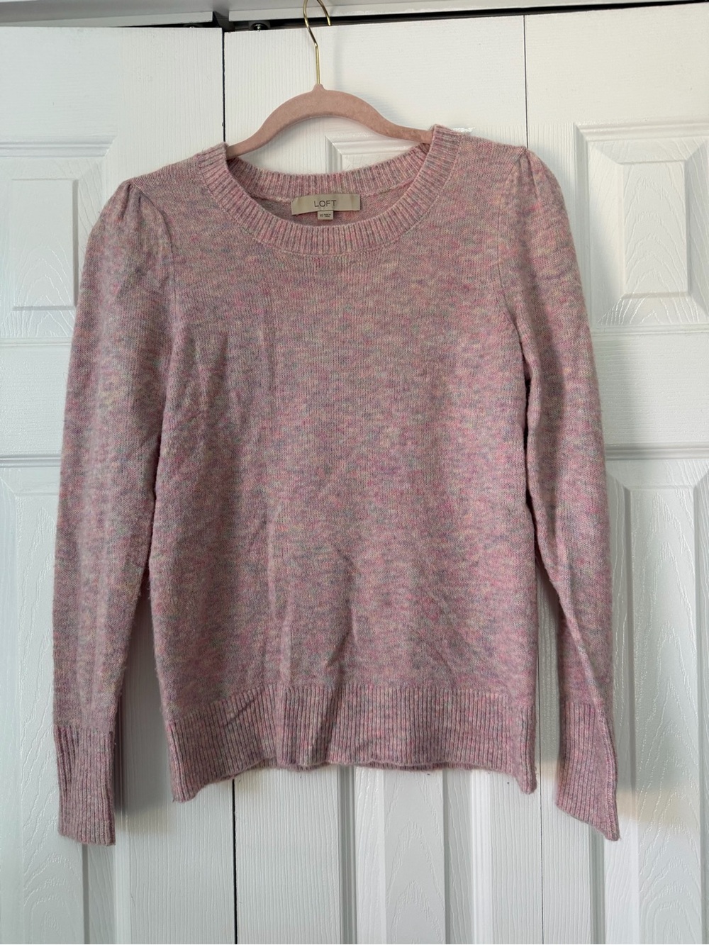 LOFT Heathered Pink Crewneck Sweater